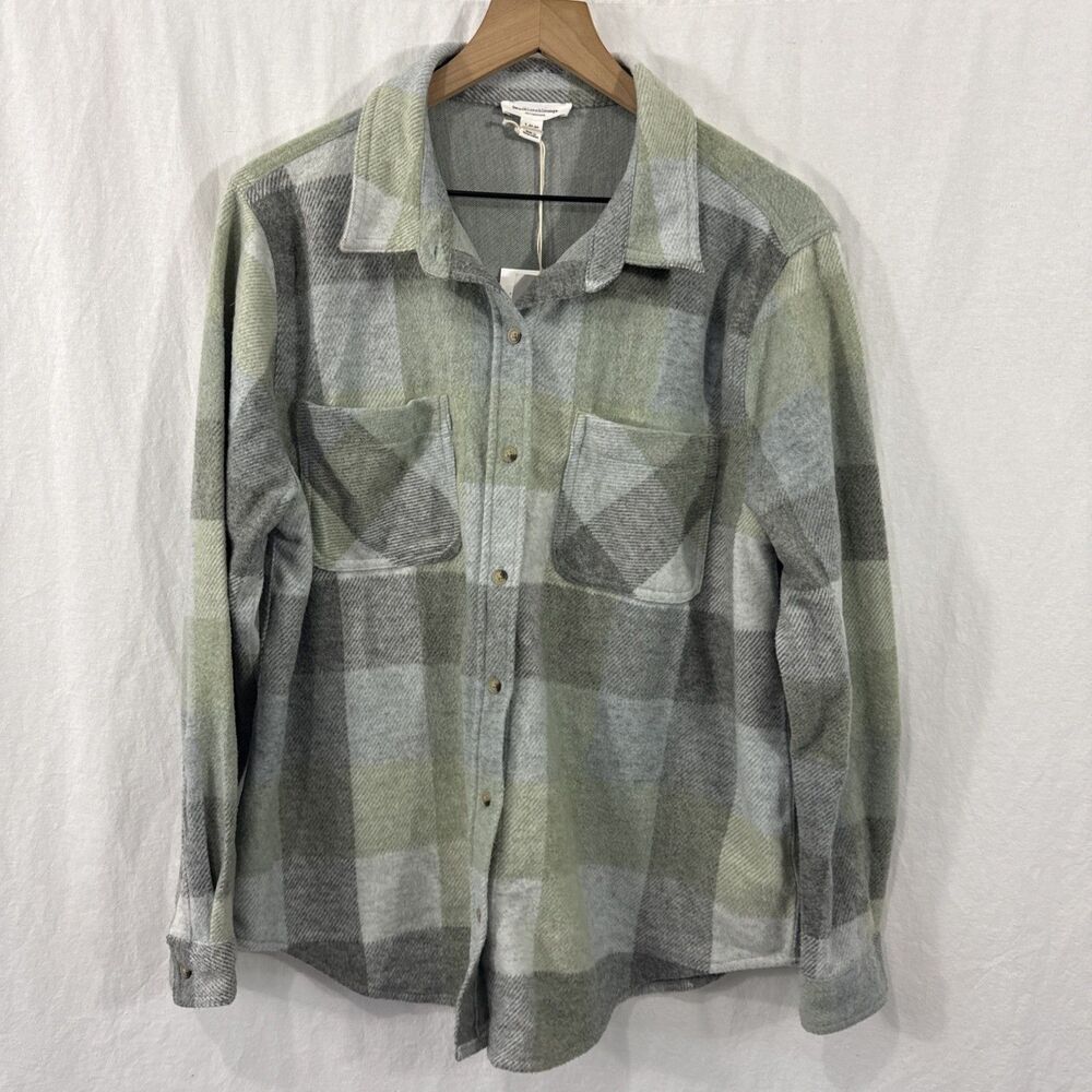 Beachlunchlounge Sally Sea Mint Button Up Shacket Womens Sz L Fall Cozy Academia